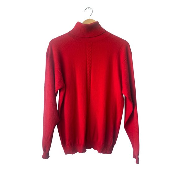 Talbots Sweaters - Talbots Red Cashmere Sweater Size M Turtleneck Cable Knit Holiday Quiet Luxury